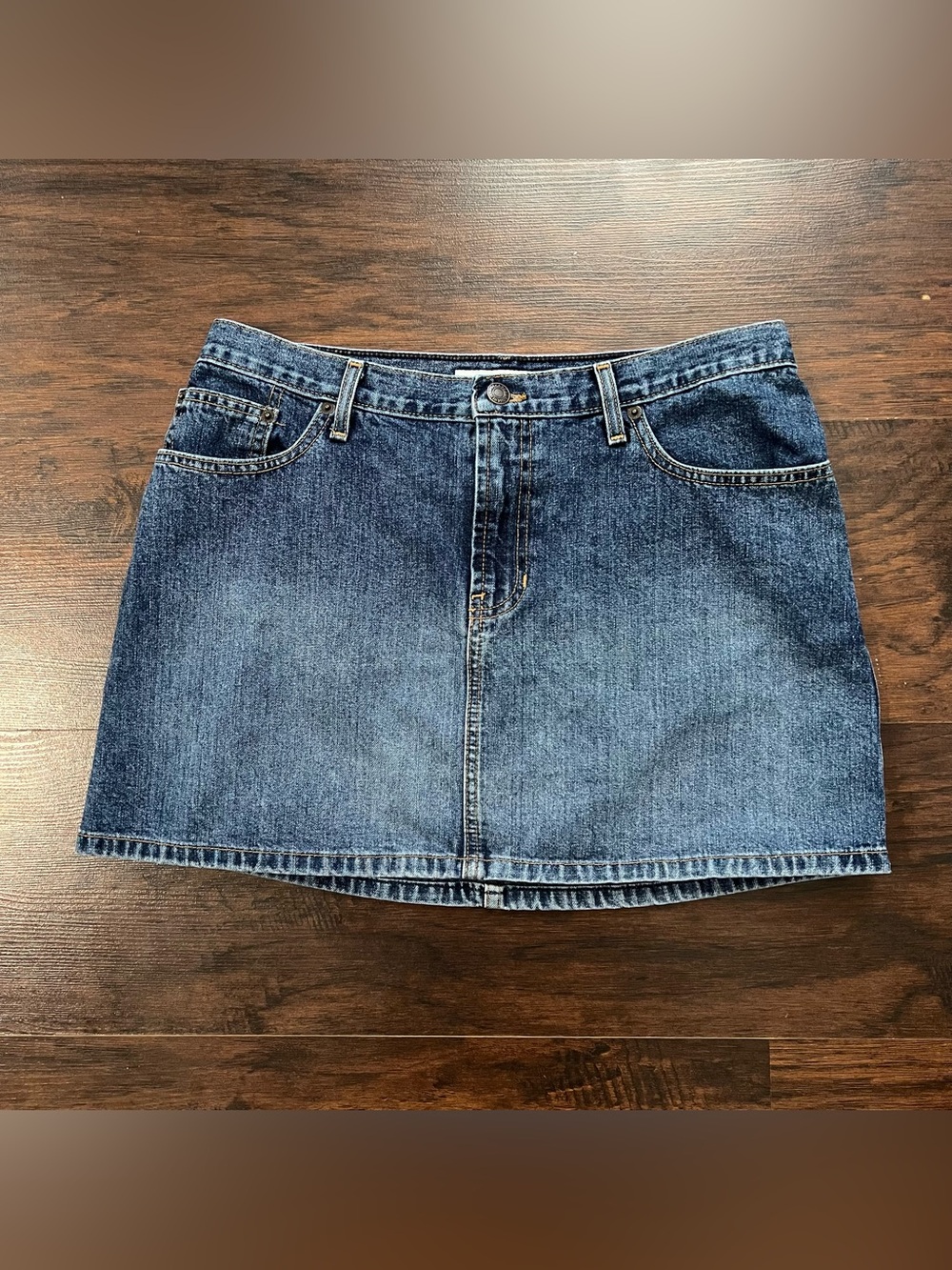 Vintage Abercrombie & Fitch Dark Wash Denim Mini Skirt Made in USA Size 8